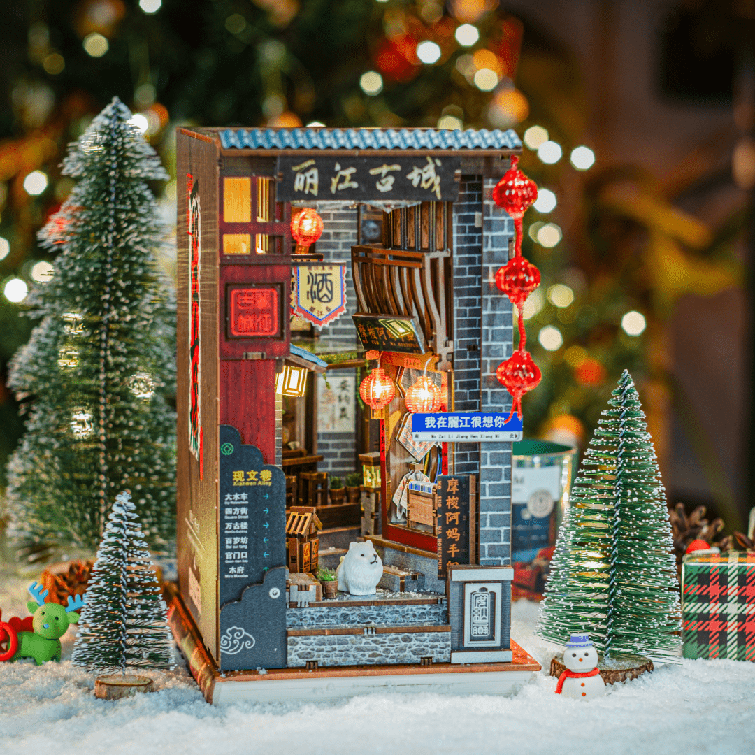 Lijiang Ancient Town Book Nook Kit DIY Book Nook Shelf Insert Kit - Anavrin