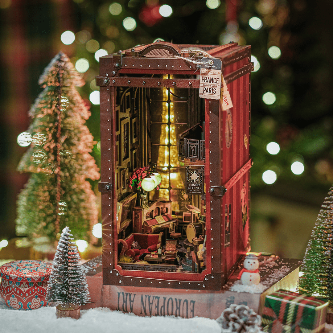 Eternal Midnight Paris Book Nook Kit | Christmas Collector’s Edition DIY Book Nook Shelf Insert Kit - Anavrin