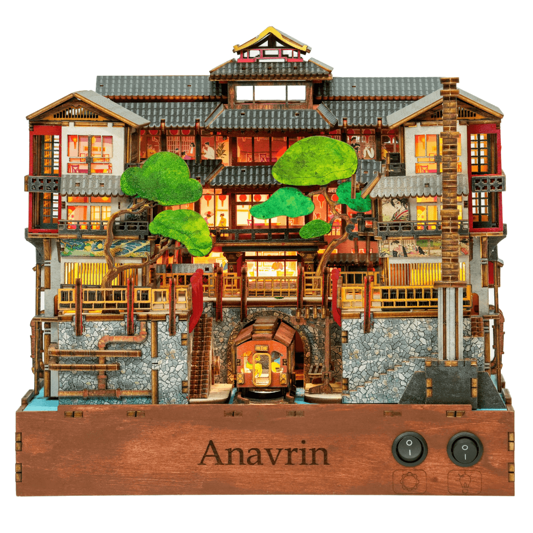 Ginzan Onsen Book Nook Kit (Motion Scene) DIY Book Nook Shelf Insert Kit - Anavrin