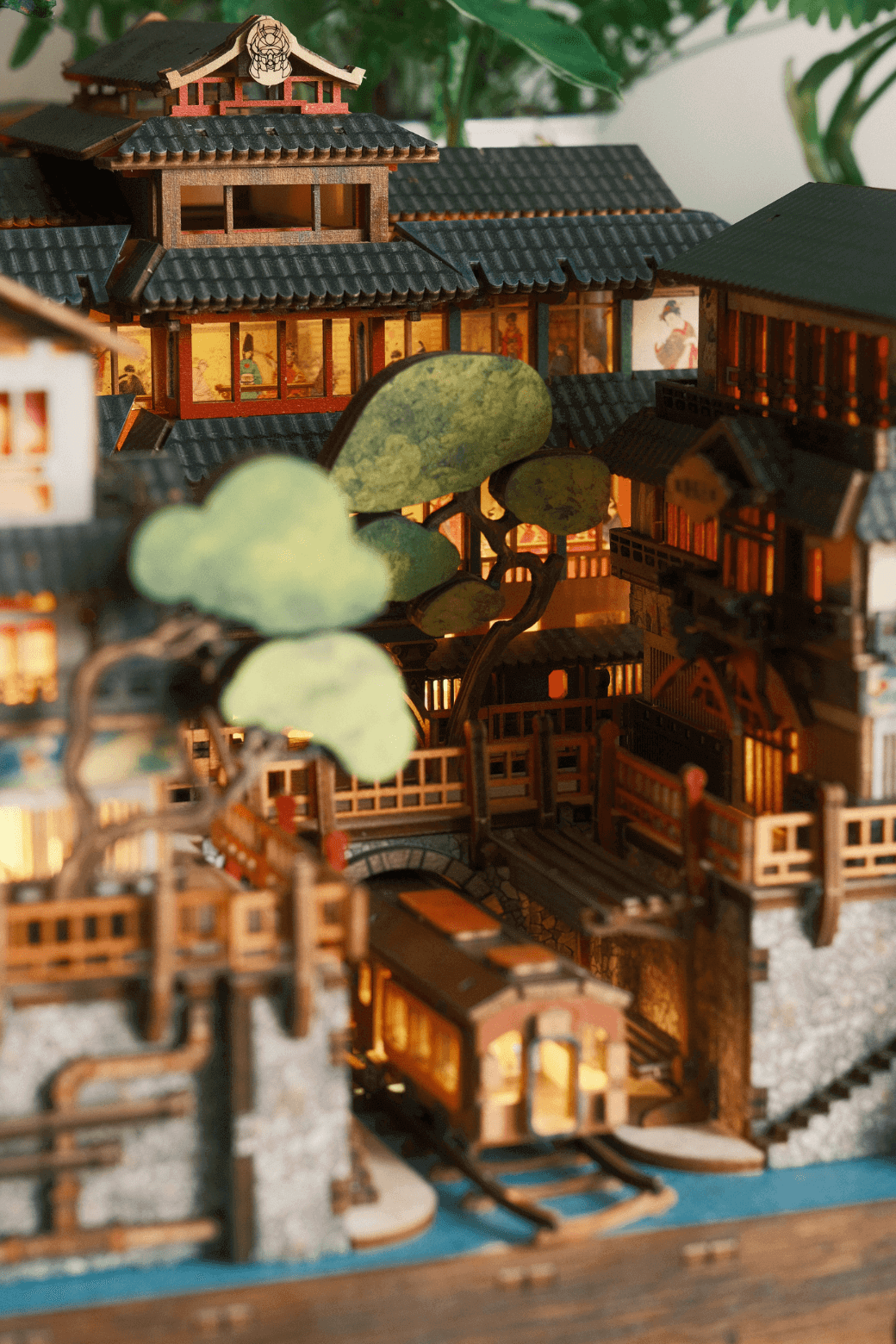 Ginzan Onsen Book Nook Kit (Motion Scene) DIY Book Nook Shelf Insert Kit - Anavrin