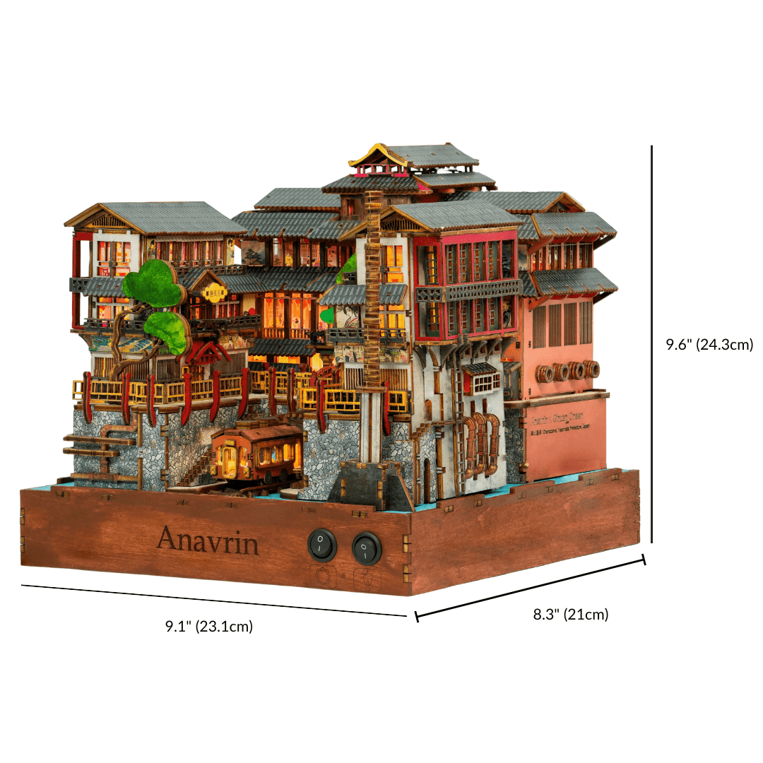 Ginzan Onsen Book Nook Kit (Motion Scene) DIY Book Nook Shelf Insert Kit - Anavrin