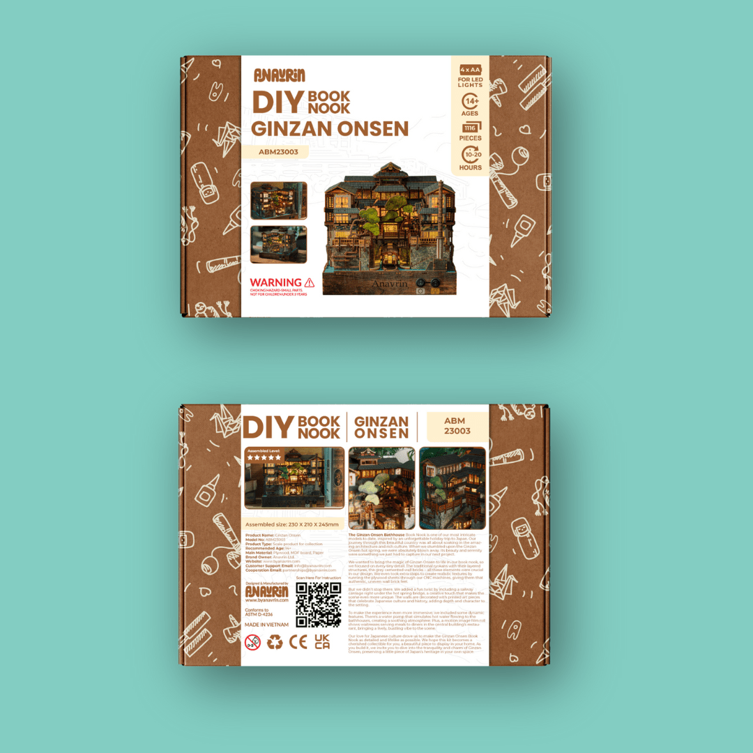 Ginzan Onsen Book Nook Kit (Motion Scene) DIY Book Nook Shelf Insert Kit - Anavrin