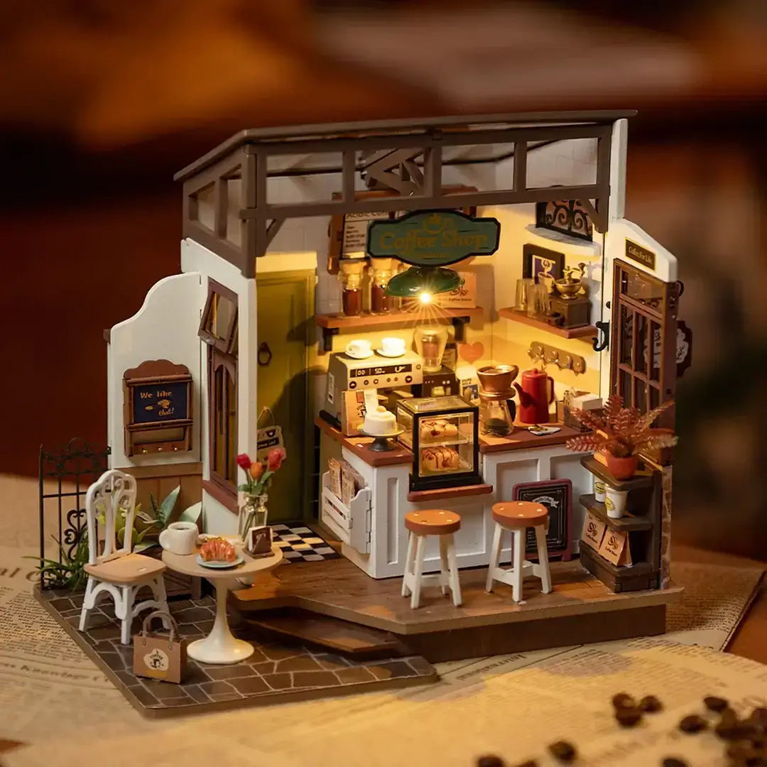 German wooden 3D-picture box-Diorama Restaurant Kitchen Painted