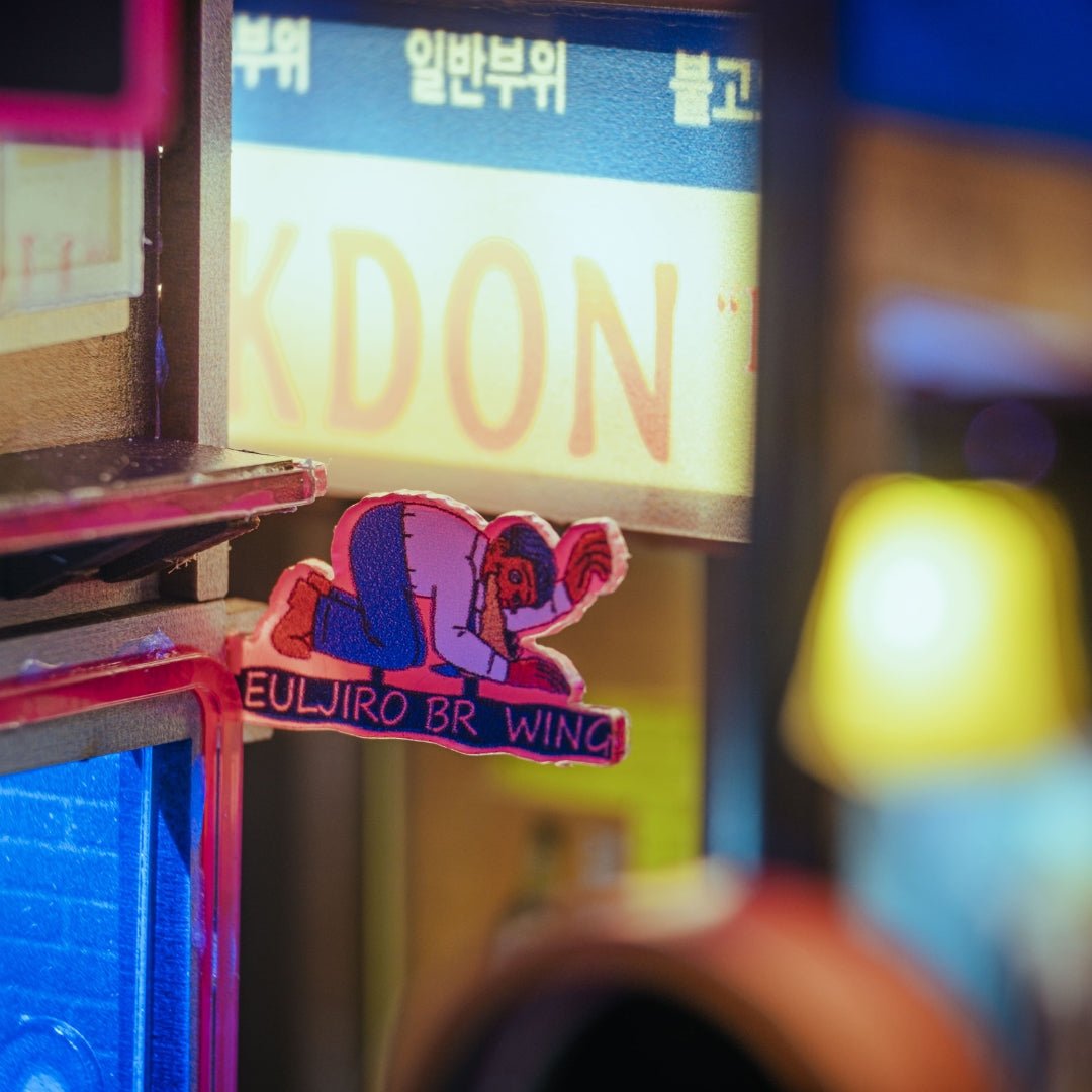 Vintage Korean posters and signboards inside the Seoul Hipjiro Book Nook miniature
