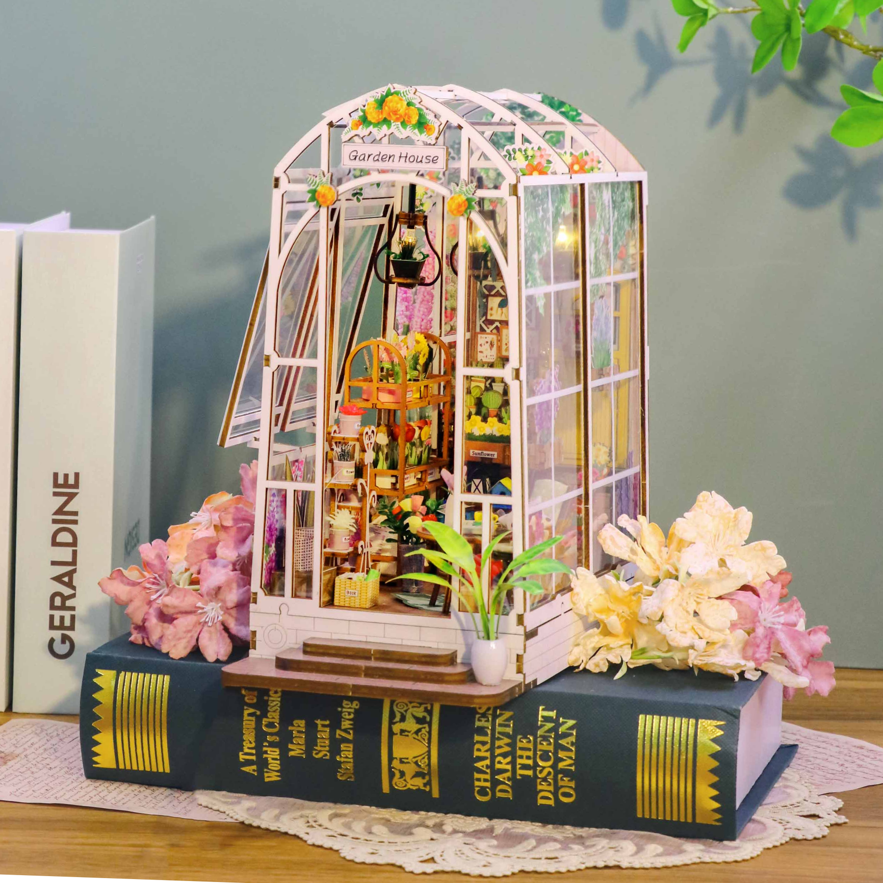 ByAnavrin Garden House DIY Book Nook Kit d'artisanat DIY Book Nook