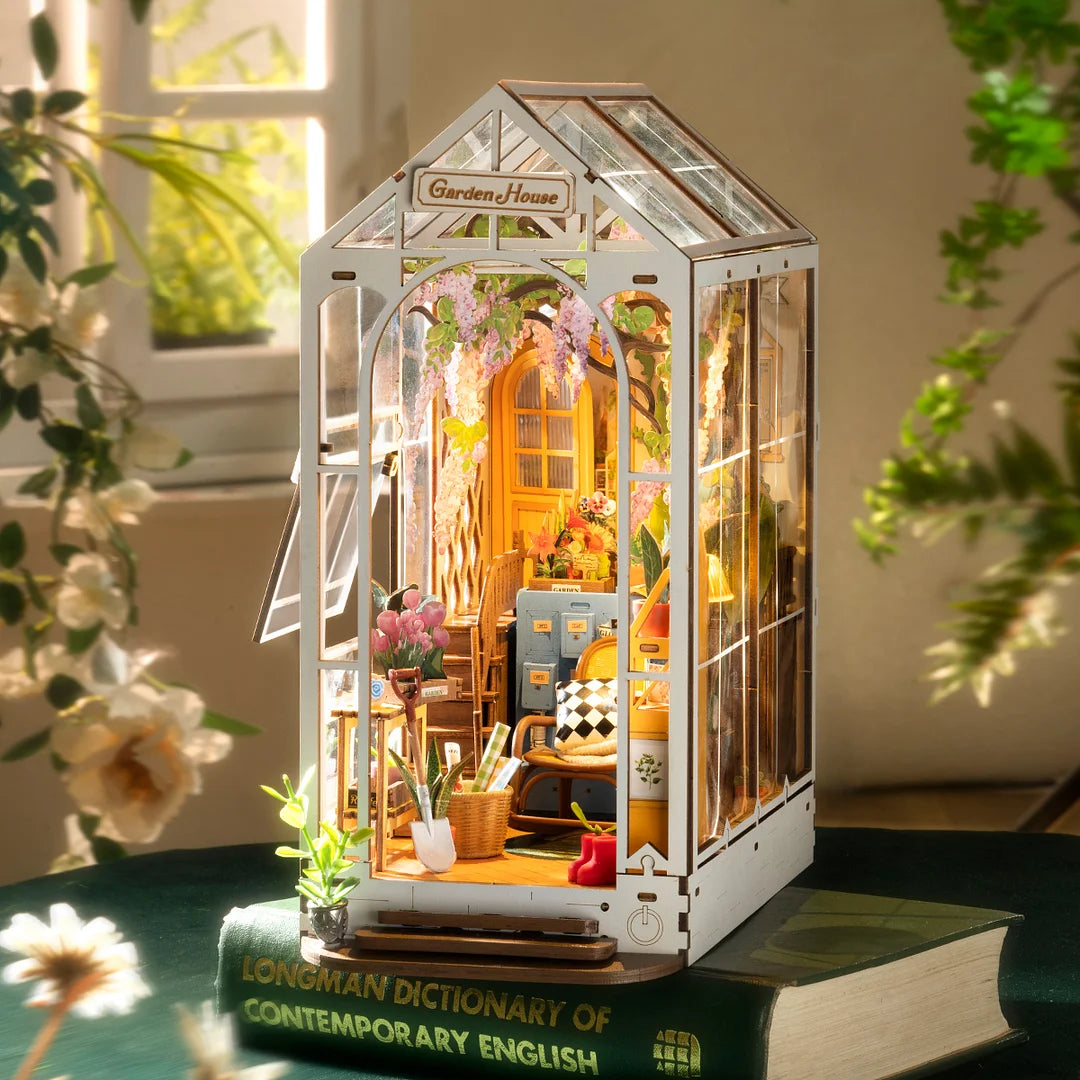 ByAnavrin Holiday Garden House Book Nook DIY Book Nook Miniature Craft Kit