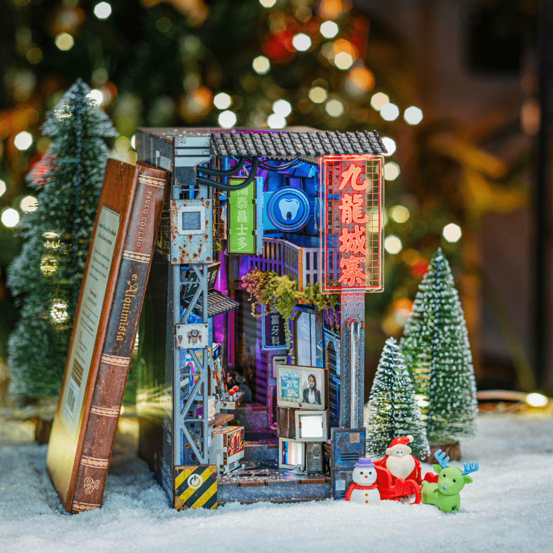 Kowloon Walled City 2049 Book Nook Kit DIY Book Nook Shelf Insert Kit - Anavrin