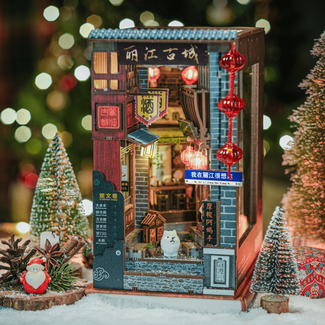 Lijiang Ancient Town Book Nook Kit DIY Book Nook Shelf Insert Kit - Anavrin