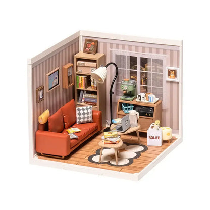 Sala de estar aconchegante, casa em miniatura de plástico faça você mesmo | Anavrin