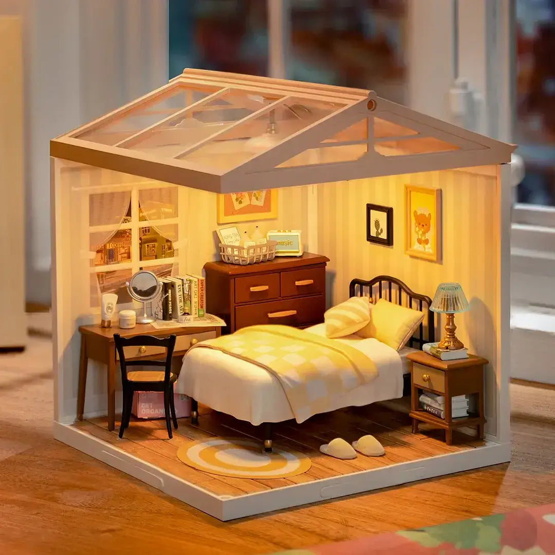 Sweet Dream Bedroom DIY Plastic Miniature House with cozy furniture and detailed interior for therapeutic and engaging crafting activity