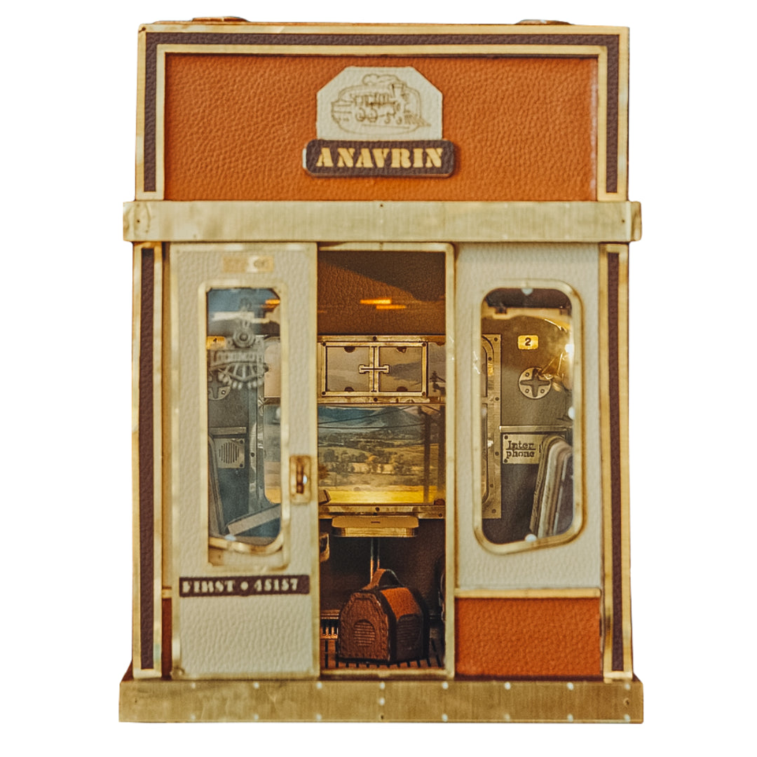 ByAnavrin 1940s Train Cabin DIY Book Nook Shelf Insert Craft Kit