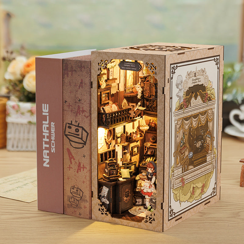 ByAnavrin Grandfather's Antique Store Book Nook  DIY Book Nook Miniature Craft Kit