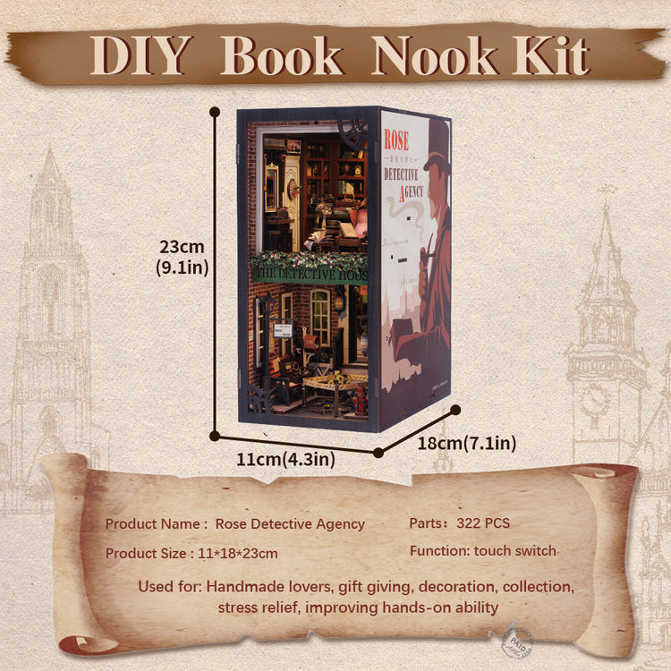 ByAnavrin Rose Detective Agency Book Nook DIY Book Nook Kit d'artisanat