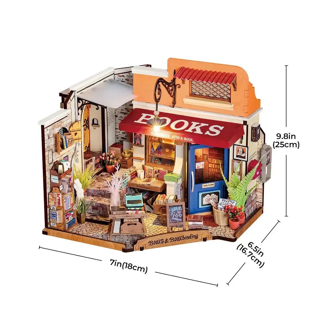 Corner Bookstore DIY Miniature House Kit | Anavrin