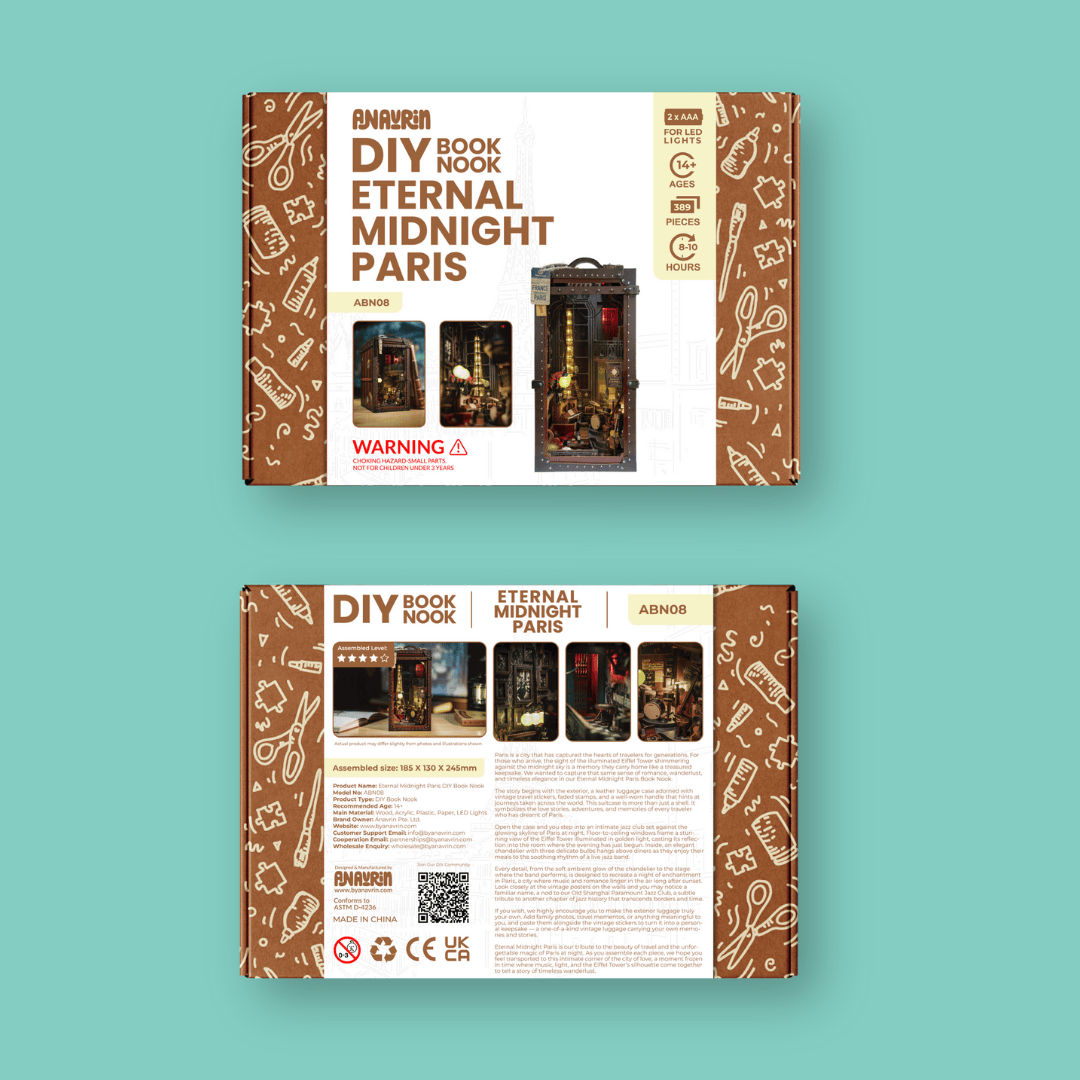 Eternal Midnight Paris Book Nook Kit | Christmas Collector’s Edition DIY Book Nook Shelf Insert Kit - Anavrin