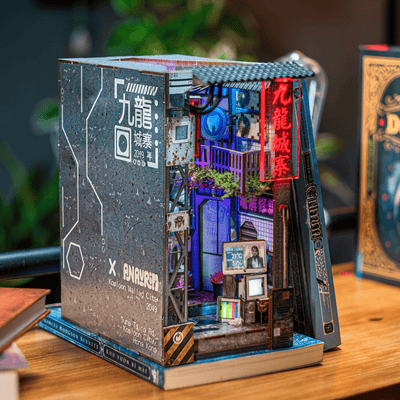 Kowloon Walled City cyberpunk book nook 