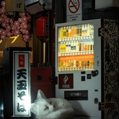 Miniature vending machine detail inside the Omoide Yokocho Book Nook