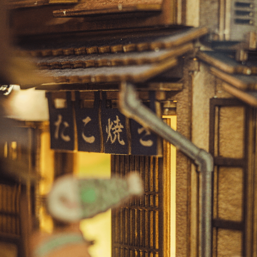 Tiny Japanese shops and signs featured in the Sawara Town Book Nook