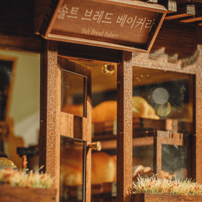 Ikseon-dong Hanok Bakery Kit Hanok roof tiles and interior ceiling detail