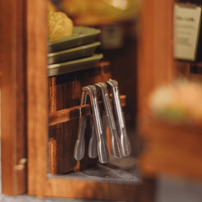 Inside view of Hanok-style miniature bakery craft kit 