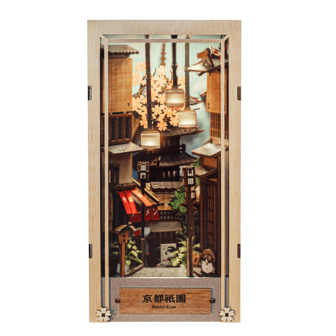 Kyoto Gion Book Nook by Anavrin front view showing wooden design