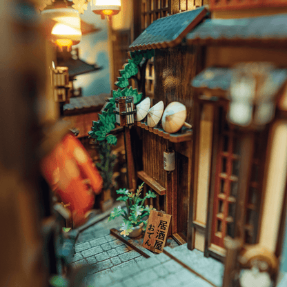 Detailed street view of Kyoto Gion Book Nook miniature scene