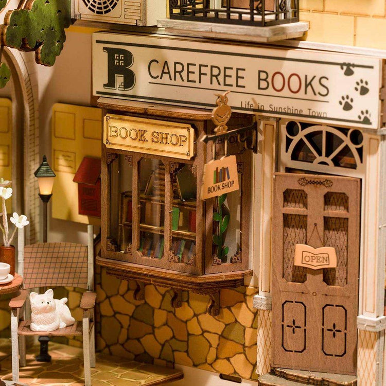 ByAnavrin - Insert pour étagère de coin de livre miniature Sunshine Town | Anavrine | Insertion d'étagère DIY Book Nook