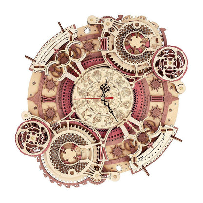 ByAnavrin Zodiac Mechanical Wall Clock DIY Book Nook Miniature Craft Kit