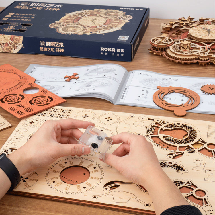 ByAnavrin – horloge murale mécanique du zodiaque, Kit d'artisanat Miniature pour coin de livre à faire soi-même