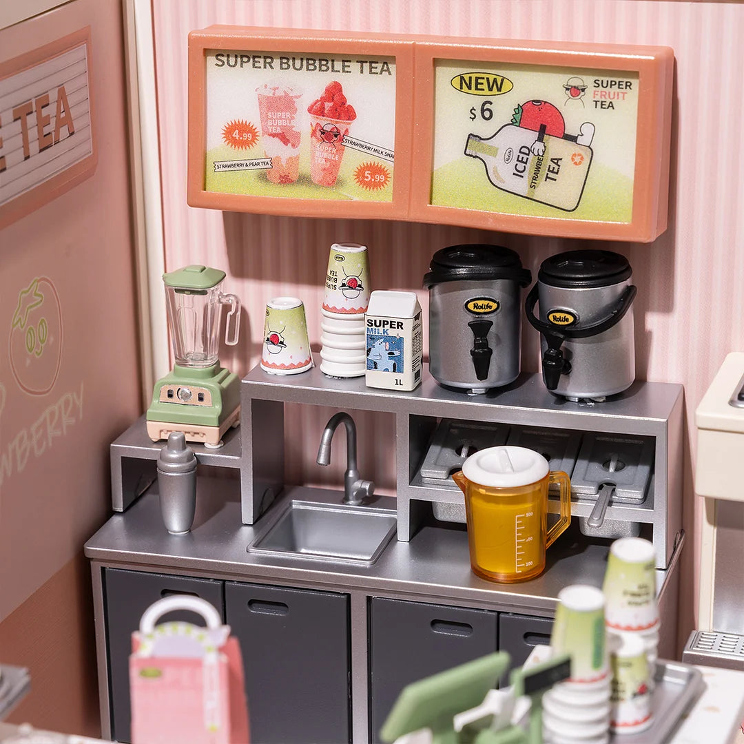 ByAnavrin Double Joy Bubble Tea Store DIY Miniature Craft Kit