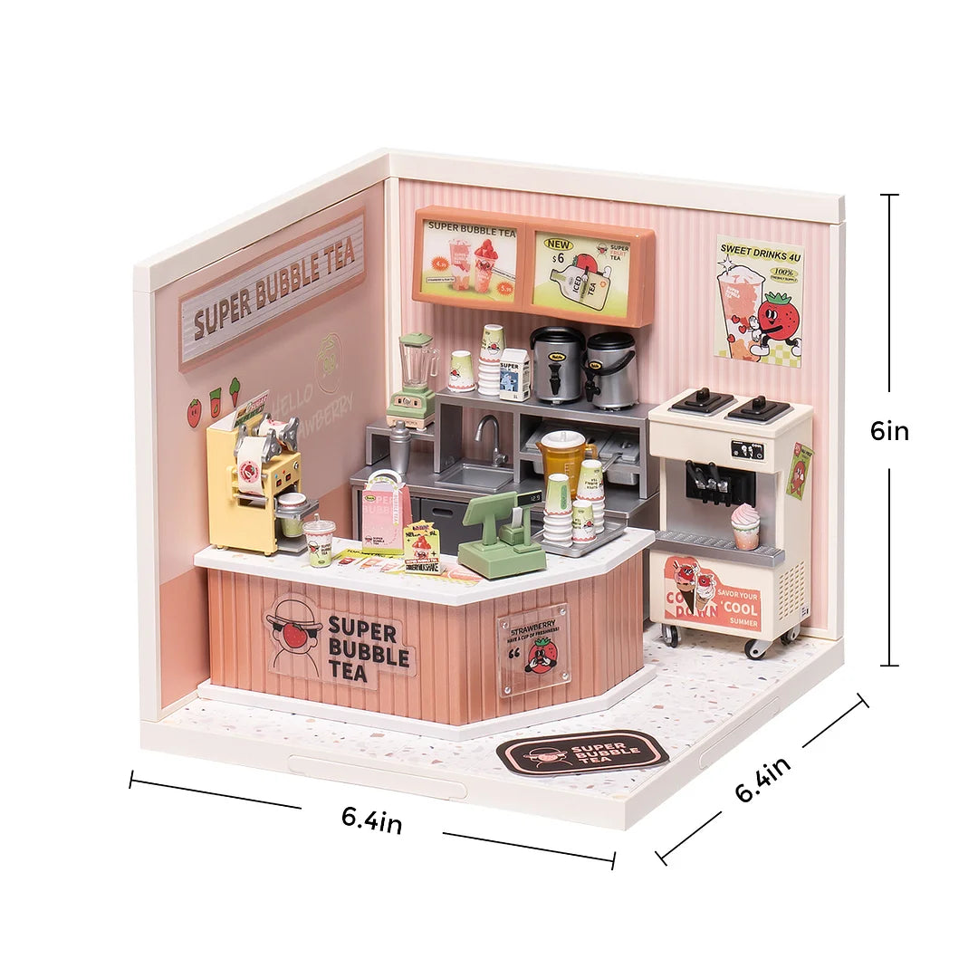 ByAnavrin Double Joy Bubble Tea Store Kit d'artisanat miniature à faire soi-même